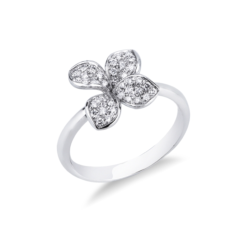 Blumen Ring Diamantring Weissgold 18K  Blumen Ring Diamantring Weissgold 18K
