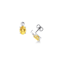 Citrin Ohrstecker mit Diamanten Weißgold 750