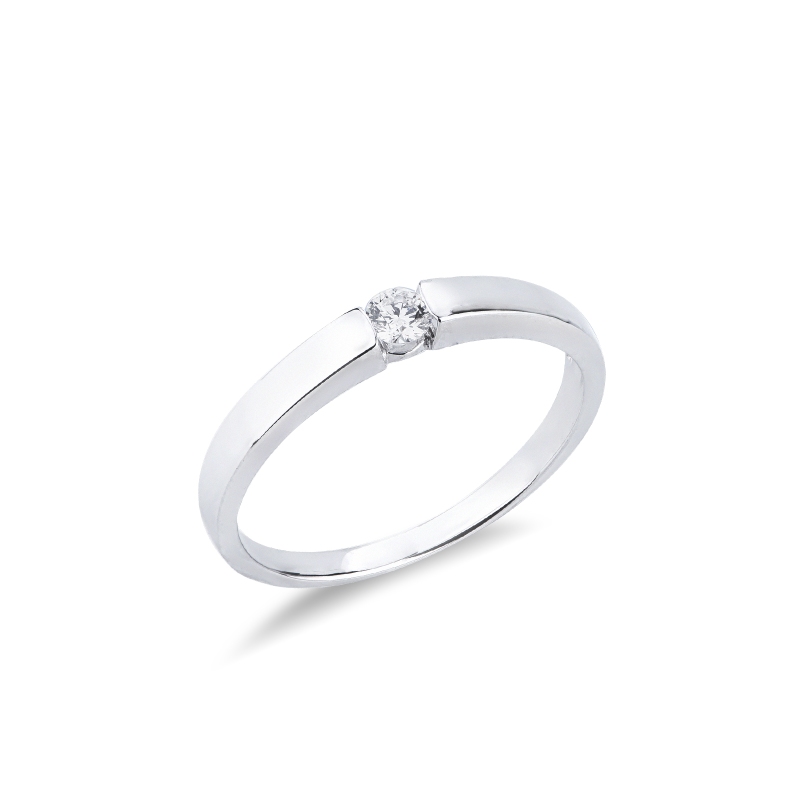 Solitärring Spannfassung Weißgold mit 0.10 kt Diamant Solitärring Spannfassung Weißgold mit 0.10 kt Diamant