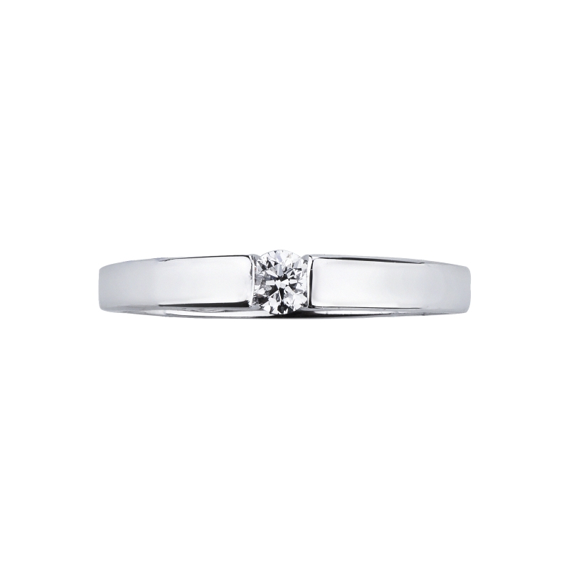 Weißgold Ring 0.15 kt Diamant in einer Spannfassung  Weißgold Ring 0.15 kt Diamant in einer Spannfassung