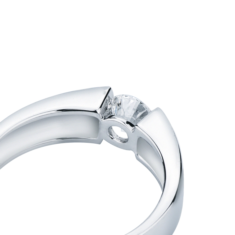 Halbkaräter Solitär Ring Diamant Weißgold Spannfassung Halbkaräter Solitär Ring Diamant Weißgold Spannfassung