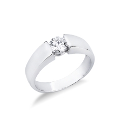 Halbkaräter Solitär Ring Diamant Weißgold Spannfassung