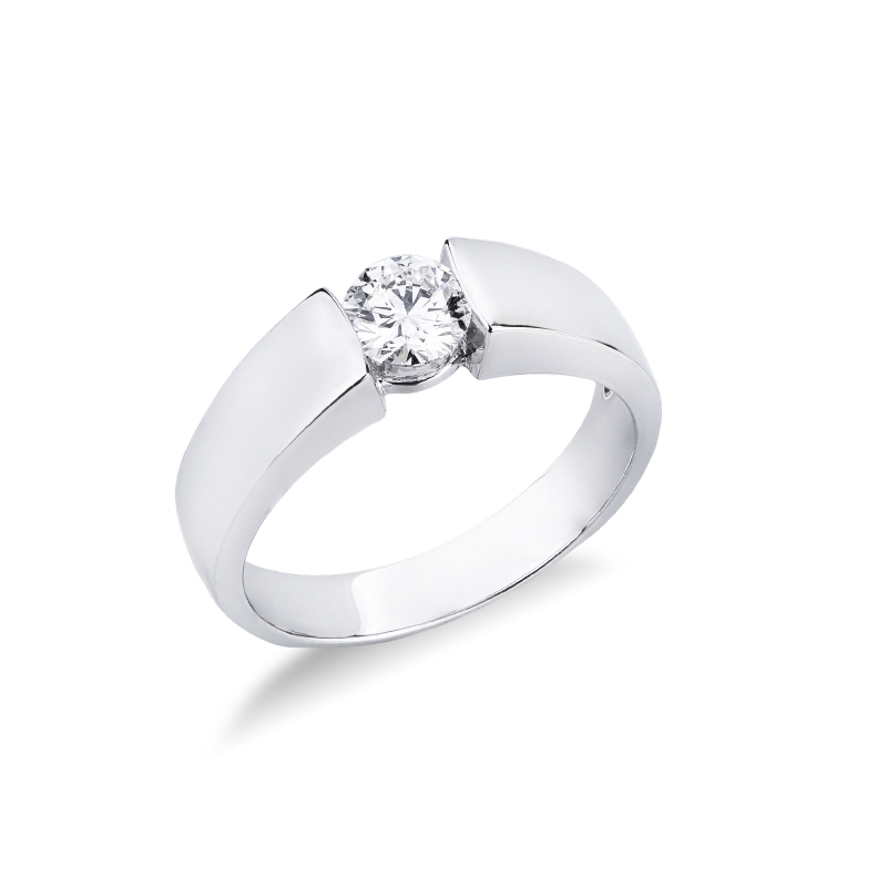 Halbkaräter Solitär Ring Diamant Weißgold Spannfassung Halbkaräter Solitär Ring Diamant Weißgold Spannfassung