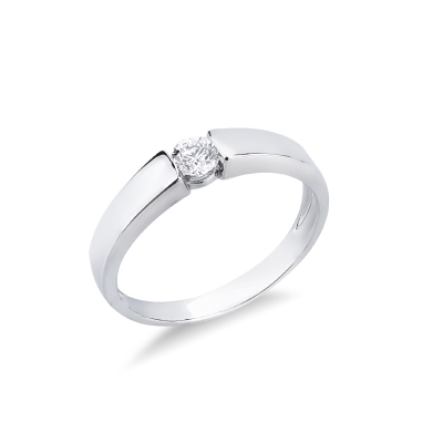 Solitär Ring 0.20 kt Diamant Spannfassung Weißgold 18K