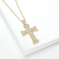 Herren Kette Gelbgold 18K mit Kreuz-Anhänger aus Diamanten