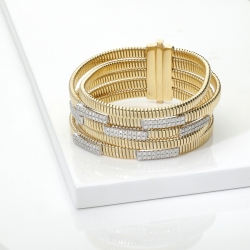 Modernes Armband Weissgold Gelbgold 18K mit Diamanten
