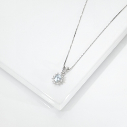 Aquamarin Halskette mit Diamanten Weissgold