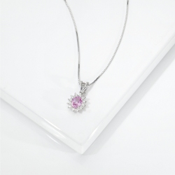 Damenkette mit rosa Saphir-Anhänger mit Diamanten