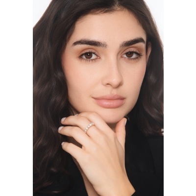 750er Roségold halb Memoire Ring mit Diamanten