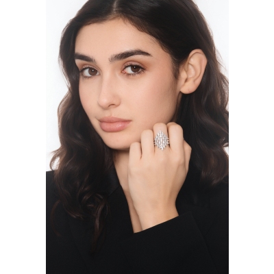 Weißgold 18K Bandring mit Brillanten