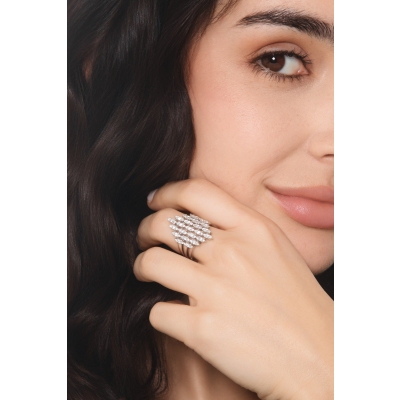 Weißgold 18K Bandring mit Brillanten