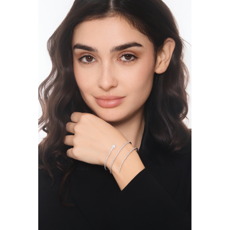 Spangenarmband Schlange Weißgold mit Diamanten 