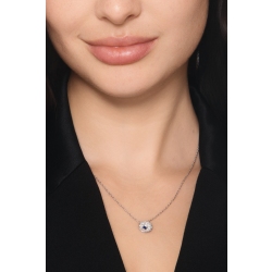Damenkette Weißgold mit Pavé Anhänger Diamanten Saphir blau 2