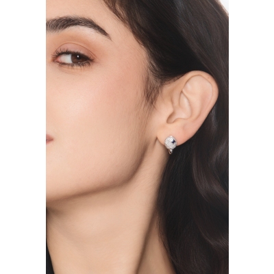 Pavé Ohrringe Diamanten mit Saphir blau Weißgold