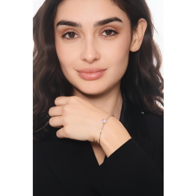 Weißgold Armreif Amethyst Herz mit Diamanten