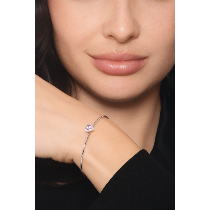 Weißgold Armreif Amethyst Herz mit Diamanten