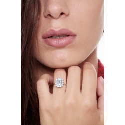 Aquamarin Halo Ring mit Diamanten Weißgold 750 2