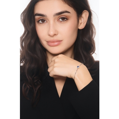 Weißgold Armreif mit Saphir Herz und Diamanten