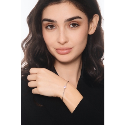 Weißgold Armreif mit Herz aus rosa Saphir und Diamanten
