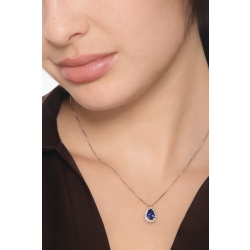 Weißgoldkette mit blauem Saphir und Diamanten 2