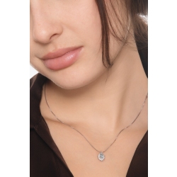 750er Weißgold Halo Kette mit Diamanten und Aquamarin  2