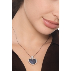 Weißgold Kette mit Herz-Anhänger aus blauen Saphiren 2