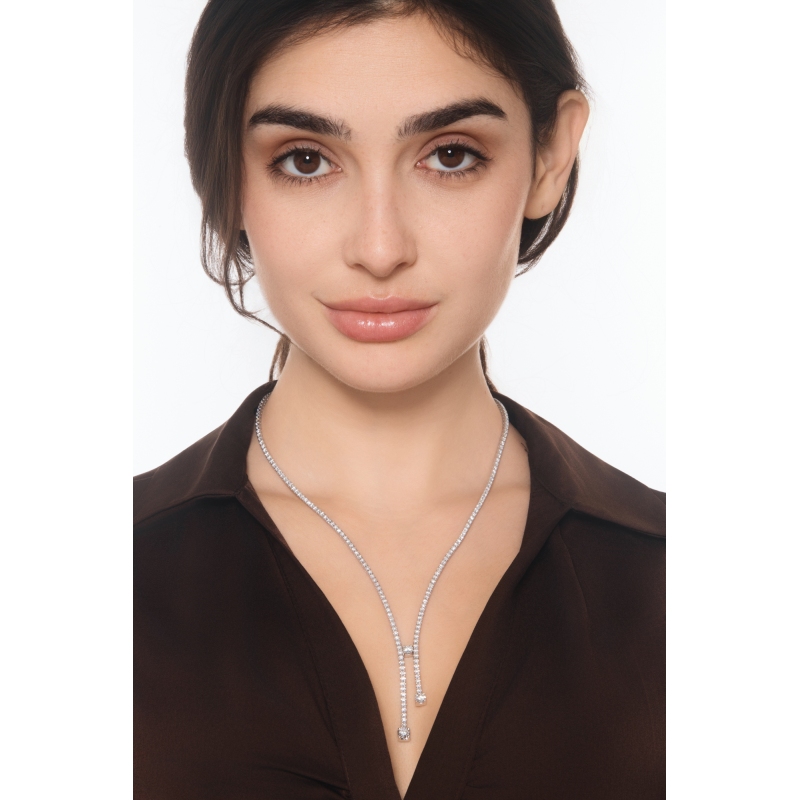 Tennis Kette Damen Weißgold 750 mit Diamanten 