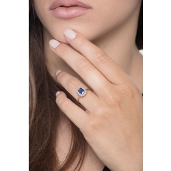 Halo Ring Weißgold mit Saphir und Diamanten 2
