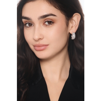 Weißgold Designer Creolen mit Diamanten