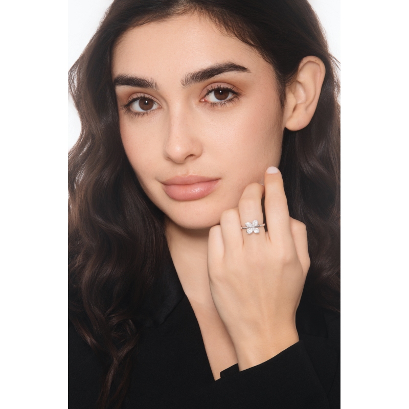 Blumen Ring Diamantring Weissgold 18K 