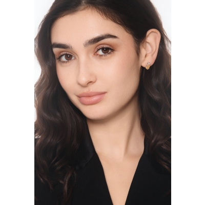 Citrin Ohrstecker mit Diamanten Weißgold 750