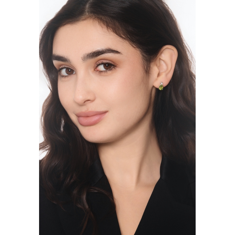 Ohrstecker Weißgold 18K mit Peridot und Diamanten