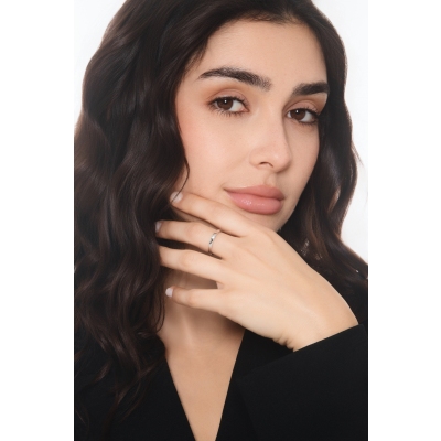 Solitärring Spannfassung Weißgold mit 0.10 kt Diamant