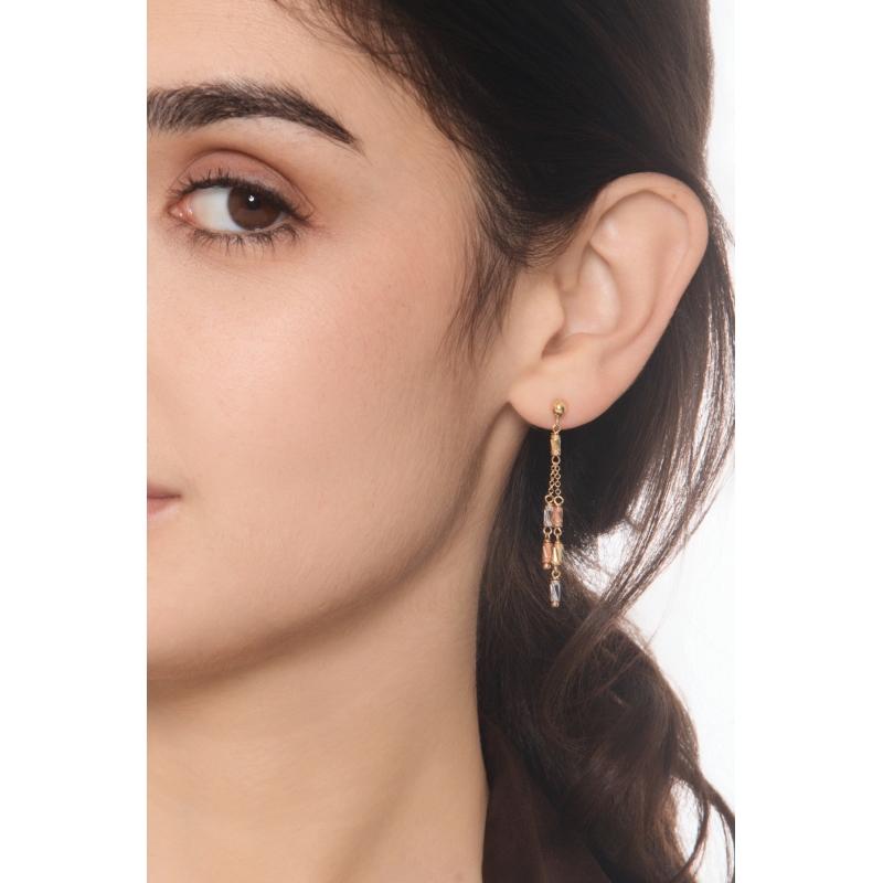 Ohrhänger aus Gelbgold, Roségold und Weißgold 18K