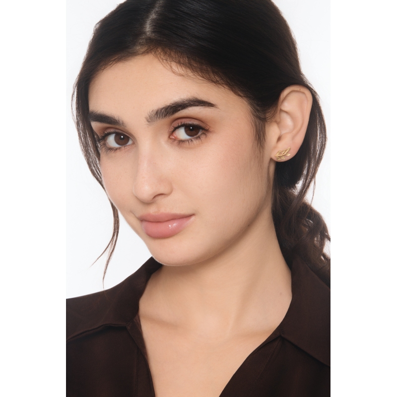 Blatt-Ohrstecker 18 Karat Gelbgold