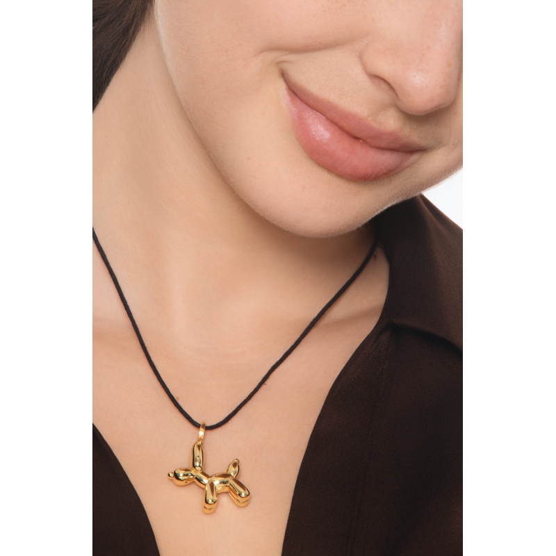 Ballon Hund Anhänger Gelbgold 