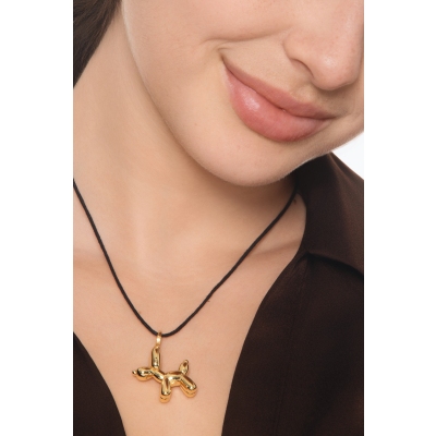 Ballon Hund Anhänger Gelbgold 