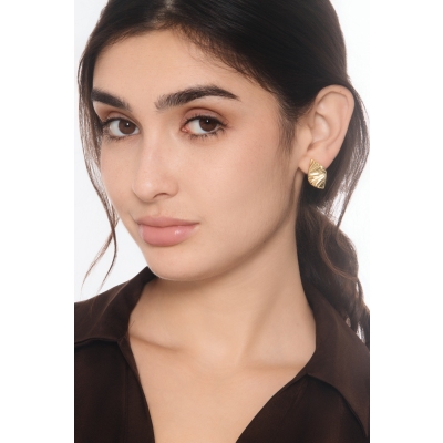 Moderne wellige Blatt Ohrringe Gelbgold 750