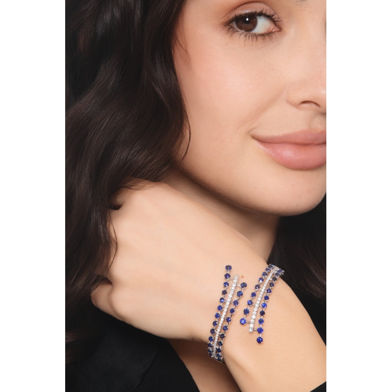 Saphir blau Armband Weissgold mit Diamanten