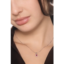 Halo Kette Rubin Diamanten Weißgold 750 2