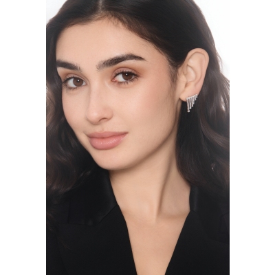 Designer Ohrhänger Weißgold mit Diamantreihen 