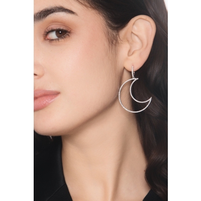 Mond Ohrringe Diamanten Weissgold 750