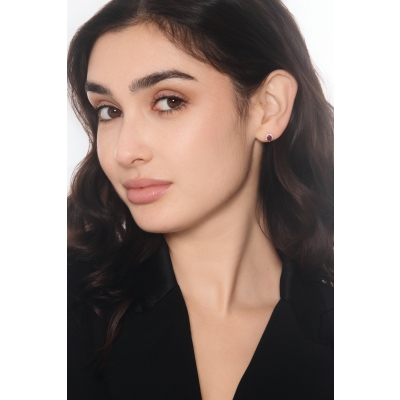 Rubin Halo Ohrstecker Weissgold mit Diamanten