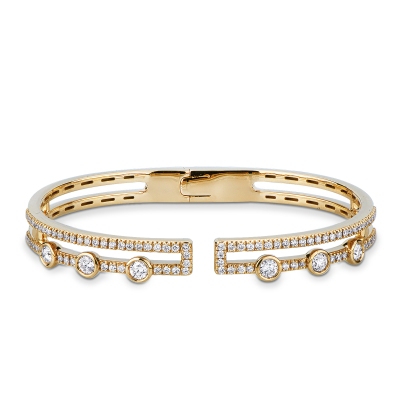 Gelbgold 750 halbstarres Armband mit Diamanten