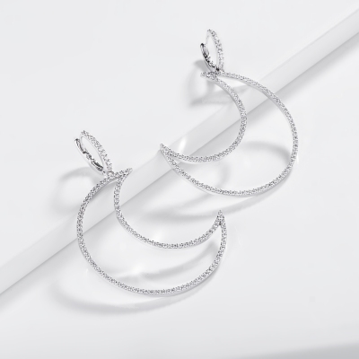 Mond Ohrringe Diamanten Weissgold 750