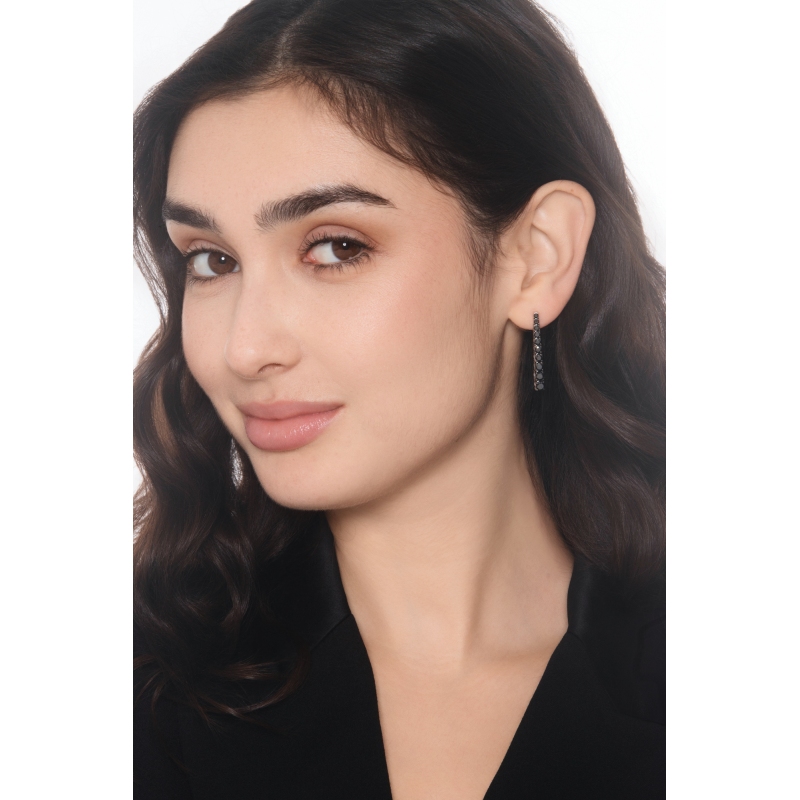 Weißgold 750 Tennis Ohrringe aus schwarzen Diamanten