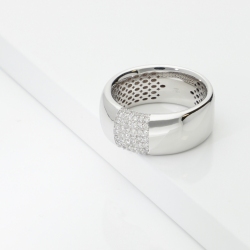 Herren Bandring mit Diamanten Pavé Weissgold