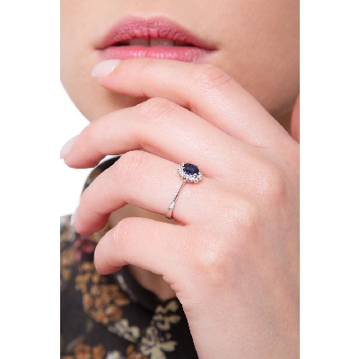 Blauer Saphir Ring 750er Weißgold