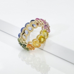 Gelbgold 18K Saphir Rainbow Ring