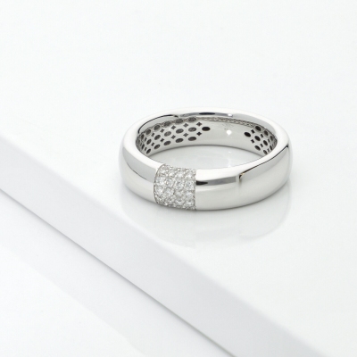 Herrenring Weissgold Diamanten Pavé